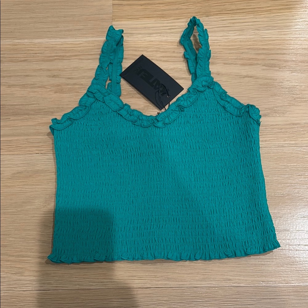 Katie J NYC Green Rouched Tank Top tween xs